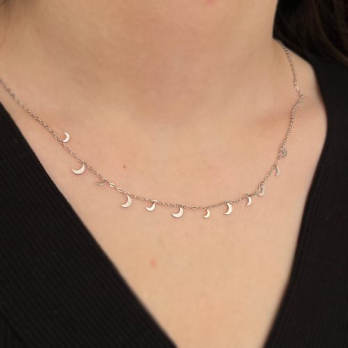گردنبند ماه های کوچک نقره ای استیل