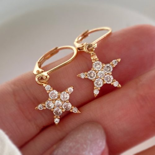 گوشواره طرح ستاره نگینی طلایی