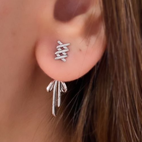 گوشواره طرح پاپیون بندی نقره ای