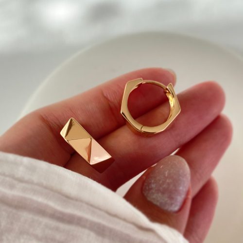 گوشواره طلایی دایره ای طرح مثلث ژوپینگ