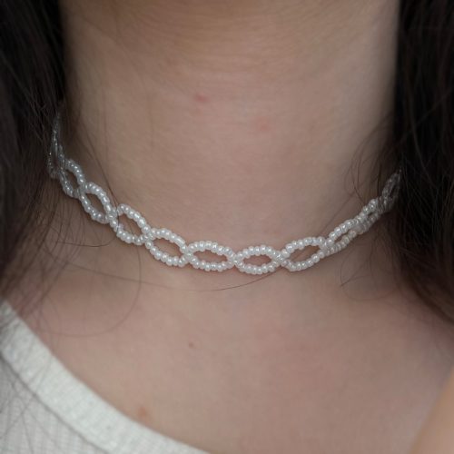 ست گردنبند چوکر و دستبند منجوقی سفید