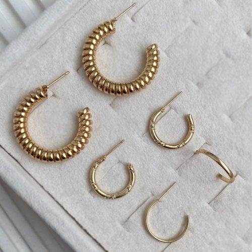 پک گوشواره سه تایی طلایی حلقه ای