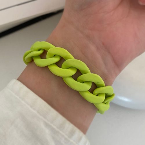 دستبند طرح زنجیر سبز فسفری بزرگ