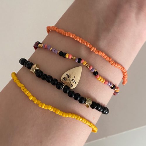 دستبند پک چهار تایی مهره ای رنگارنگ