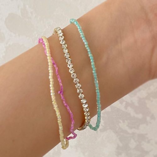 دستبند پک چهار تایی مهره ای و نگینی اقتصادی