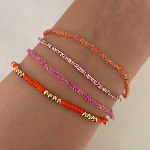 دستبند پک چهارتایی نارنجی و صورتی شاد