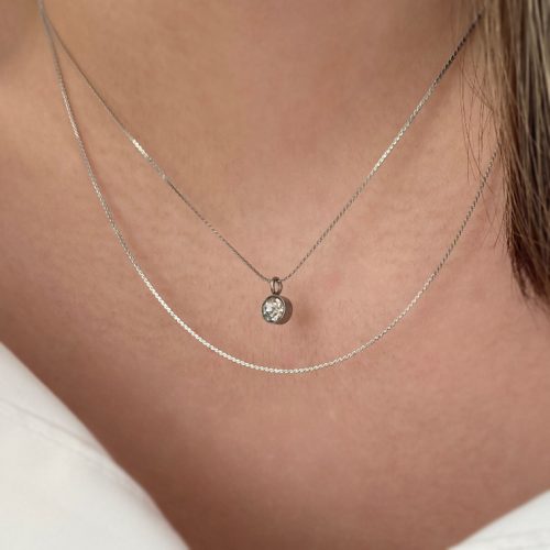 گردنبند دولاین تک نگین استیل مینیمال