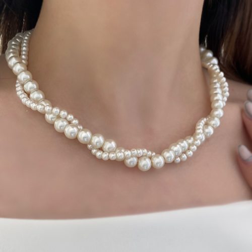 گردنبند مرواریدی دولاین در هم تنیده