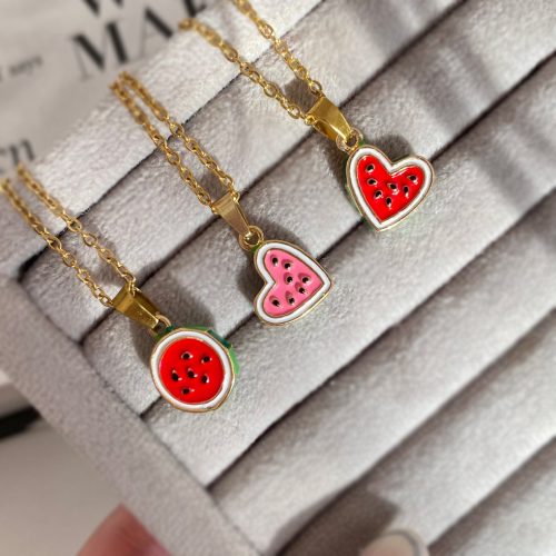 گردنبند یلدایی قرمز و سبز هندوانه در سه مدل