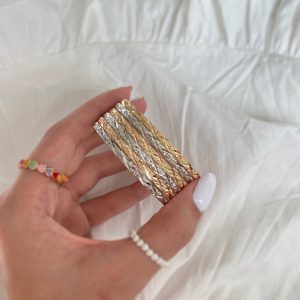 النگوی نقره ای و طلایی طرح طلای لوزی