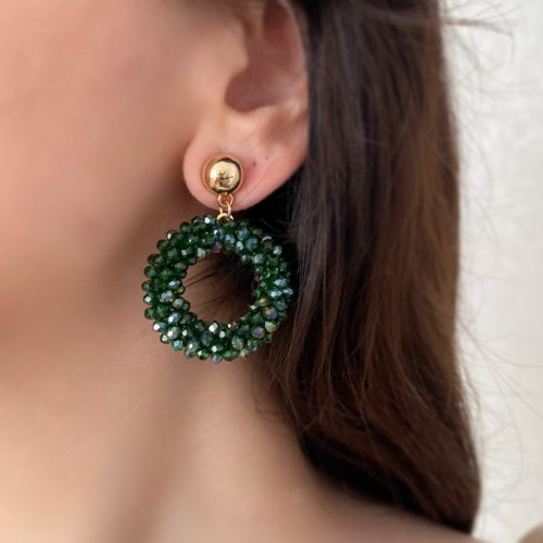گوشواره دایره سبز زمردی